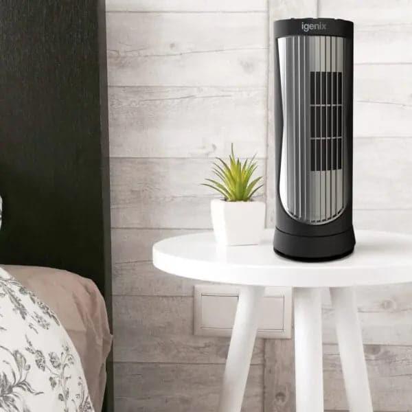 22 INCH MINI TOWER FAN WITH 8H TIMER BLACK/SILVER