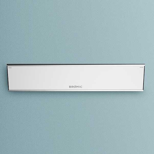 Bromic PLATINUM SMART-HEAT ELECTRIC 3400W WHITE shown on pale green background white unit from Bright Air