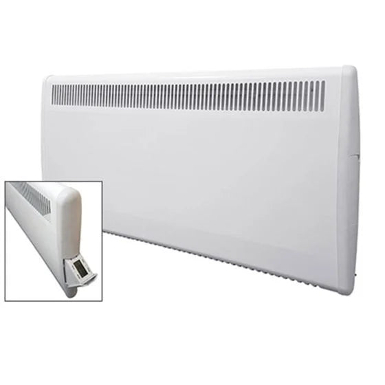 PLE Panel Heater with WiFi and Occupancy Sensor- PLE100MWIFI full front angle and controls open from Bright Air