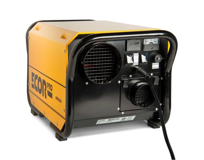 Ecor Pro DH3500 Dryfan 45 Litre Desiccant Dehumidifier 230v showing side and end angle from Bright Air 