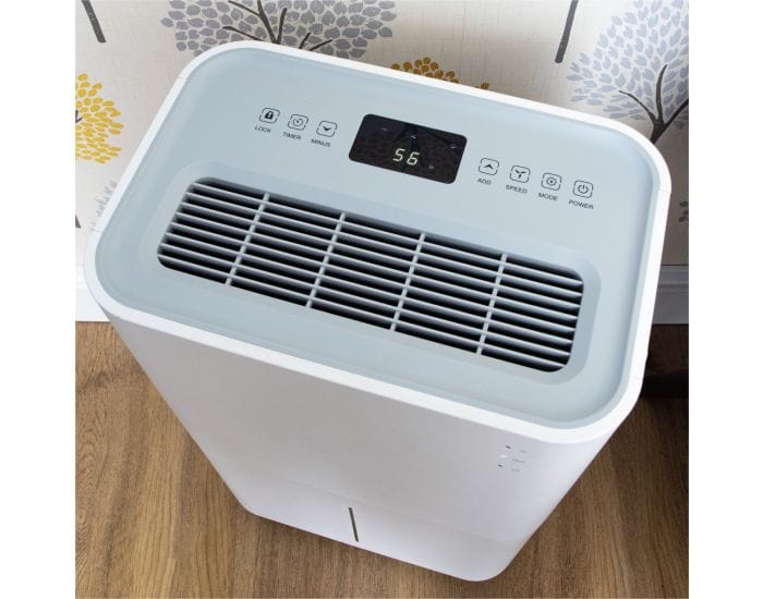 Prem-I-Air 20L Compact Compressor Dehumidifier - EH1934 from Bright Air showing top detail and controls