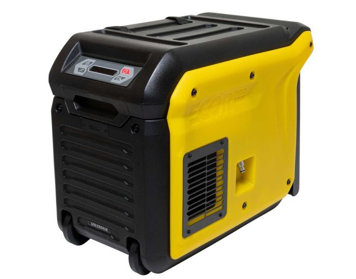 Ecor Pro EPD170LGR 80L Low Grain Refrigerant Dehumidifier with Water Pump showing side of unit in black and yellow from Bright Air