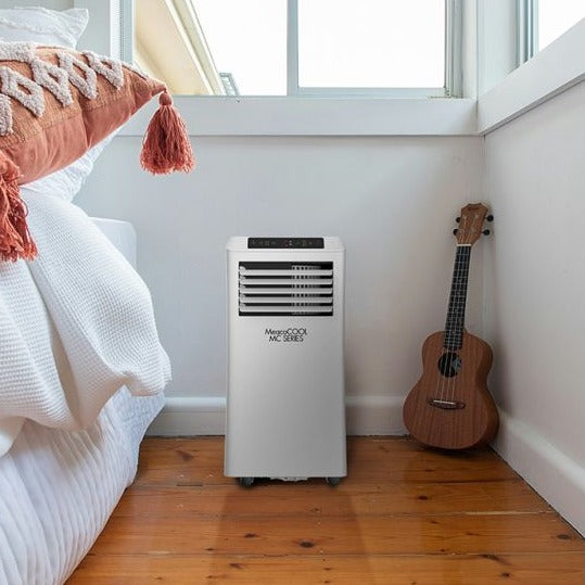 MeacoCool MC Series 10000 CH BTU Portable Air Conditioner in bedroom situation from Bright Air