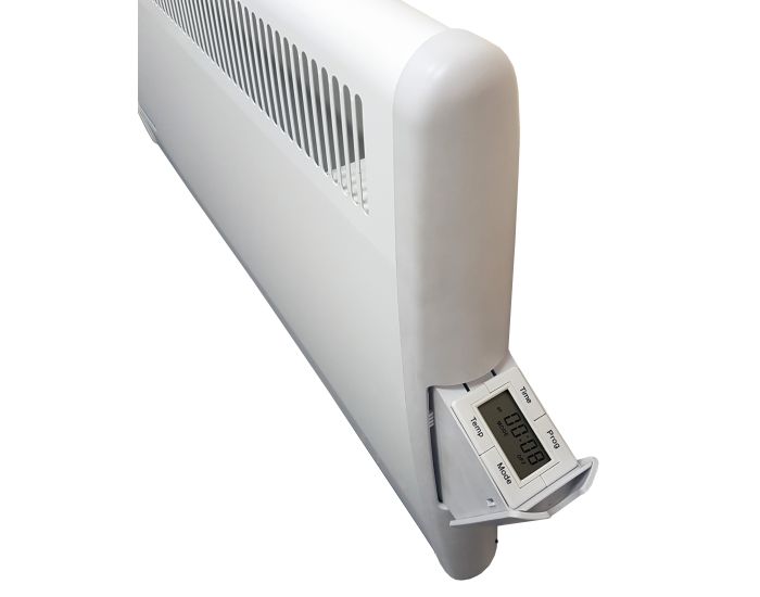 PLE050 Panel Convector Heater with Electronic 7 Day Timer showing side of panel with controls open from Bright Air