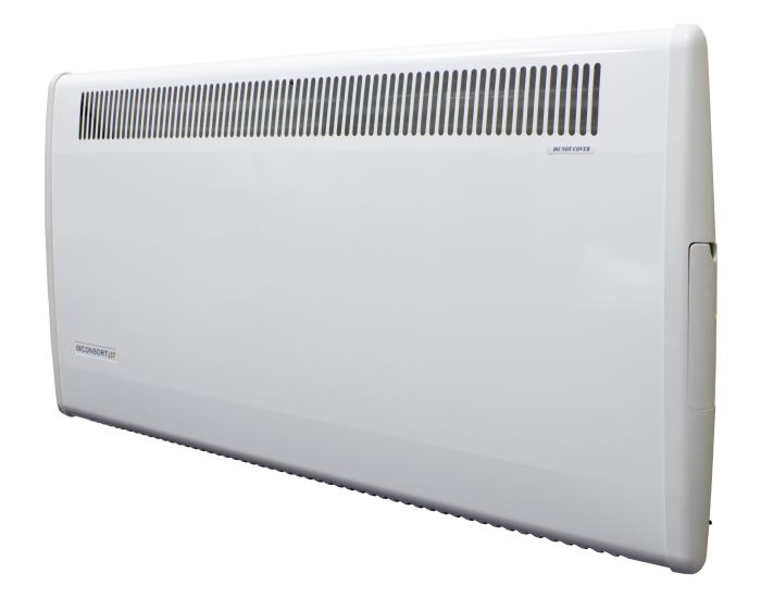 PLSTi075E Wall Mounted Fan Heater with Electronic 7 Day Timer and Intelligent Fan Control showing panel full on front view from Bright Air
