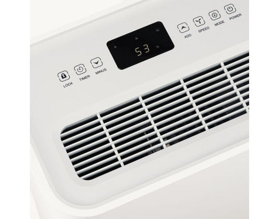 Prem-I-Air 20L Compact Compressor Dehumidifier - EH1934 showing top view and controls from Bright Air up close