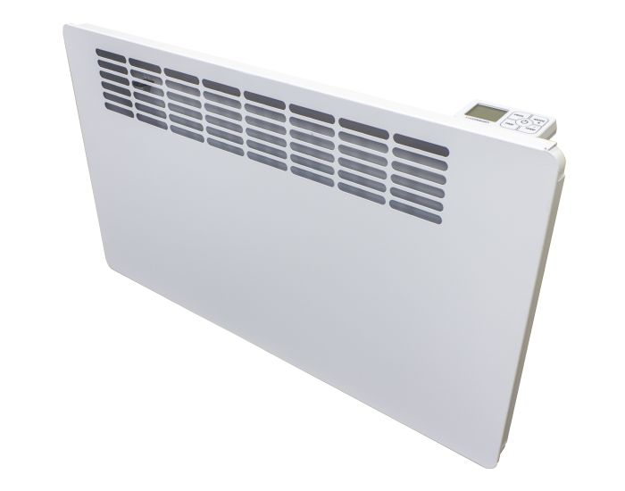 PVE150 Panel Convector Heater with Electronic 7 Day Timer showing aerial view of the controls and front panel from Bright Air