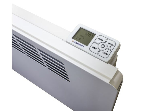 PVE100 Panel Convector Heater with Electronic 7 Day Timer showing the top of the panel and the controls from Bright Air